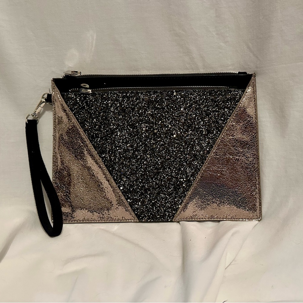 Express Black and Silver Glitter Wristlet